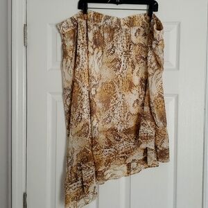 Lined asymmetrical hem pull on skirt